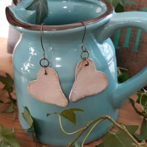 Leather Floating Heart Earrings